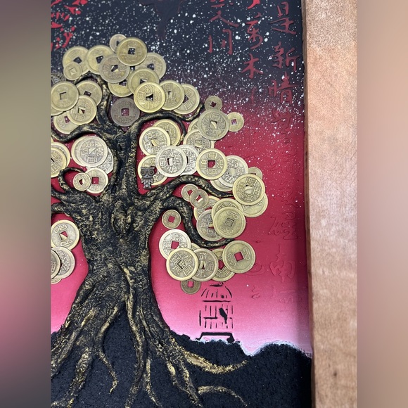 Chinese Feng Shui Money Tree Portrait 16”x19” (Handmade) - Picture 4 of 4